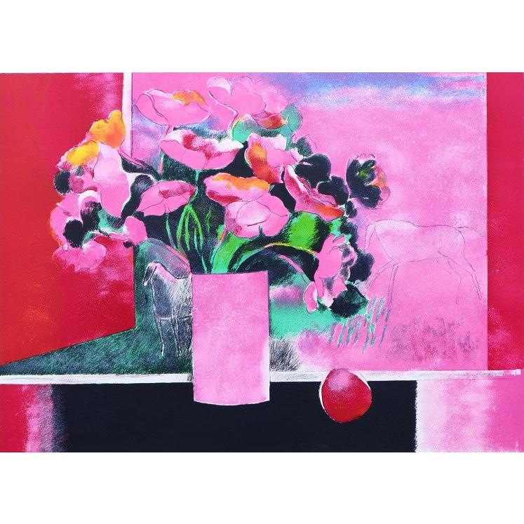 ポール・ギヤマン「ピンクの花と二頭の馬」リトグラフ : ギャラリー
