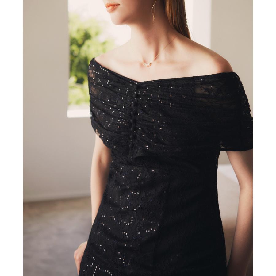 LEJA-2WAYレース花柄オフショルダースパンコールマーメイドフレア