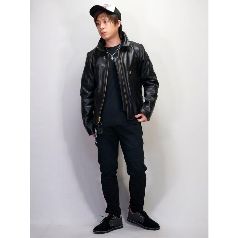 VANSON（バンソン） ENF シングルライダースジャケット 襟付き 革