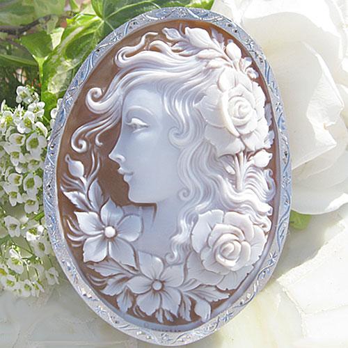 CAMEO（カメオ） Giovanni Romano作 シェルカメオ 天然ダイヤモンド