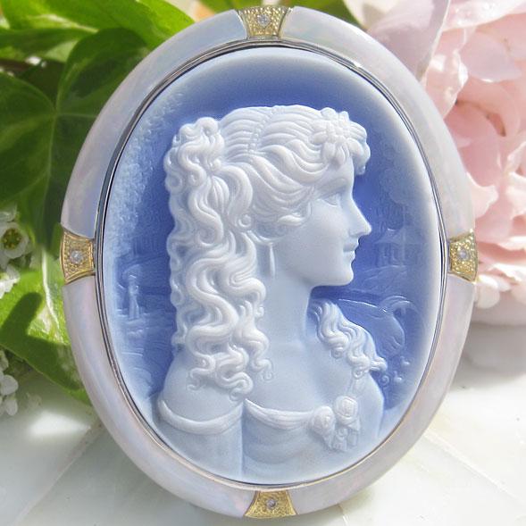 CAMEO（カメオ） Gerhard Schmidt作 ストーンカメオ 最高級ブルー
