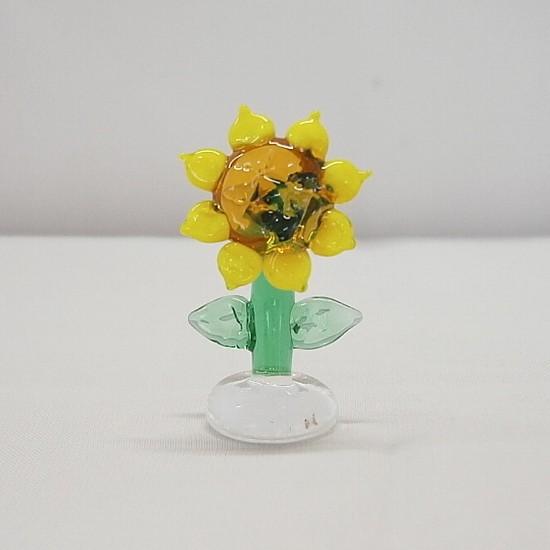 ガラス細工 ミニチュア 雑貨 置物 花飾り テラリウム 花【ひまわり