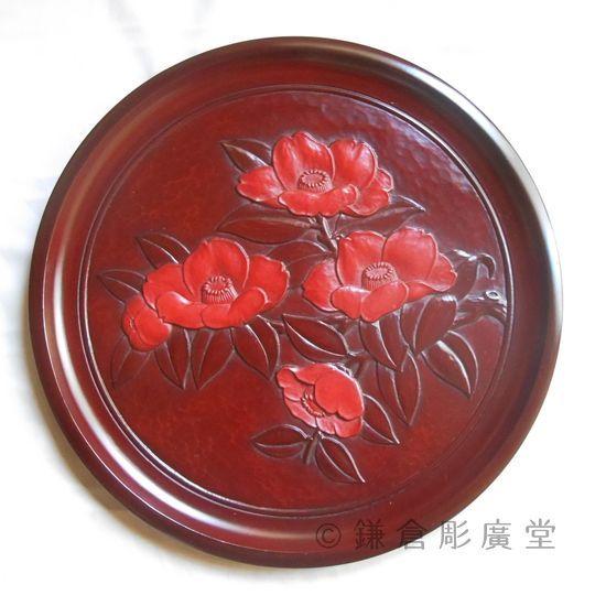 鎌倉彫 新古鏡盆 一尺一寸 枝椿 花朱蒔 : 鎌倉彫廣堂 - 通販 - Yahoo