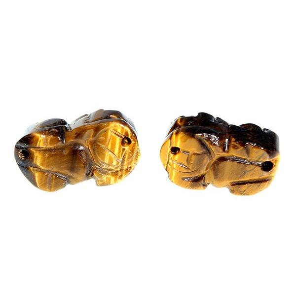 ヒキュウ 貔貅 ペア 雌雄一対 セット タイガーアイ 虎目石 虎目