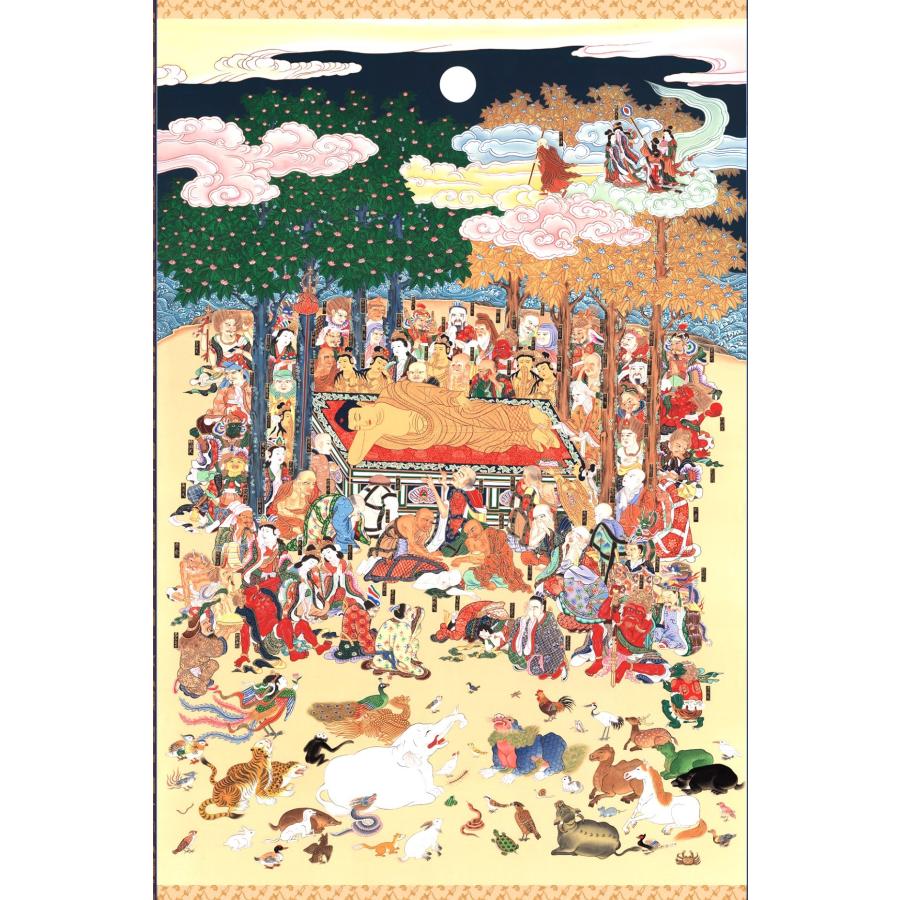 大型彩色木版図 釈迦涅槃図」1枚|仏陀 仏教美術 仏像 和本