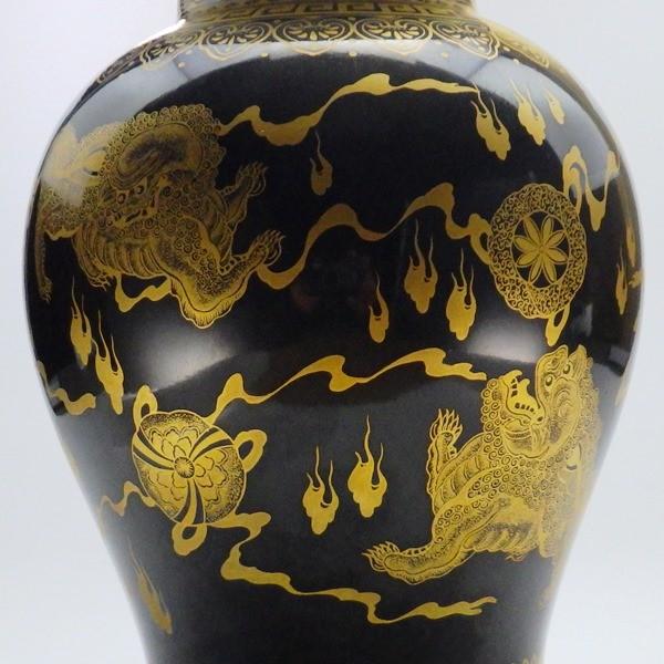 斗彩童子紋紅胎缶 景徳鎮 陶磁器 装飾品 現代工芸品