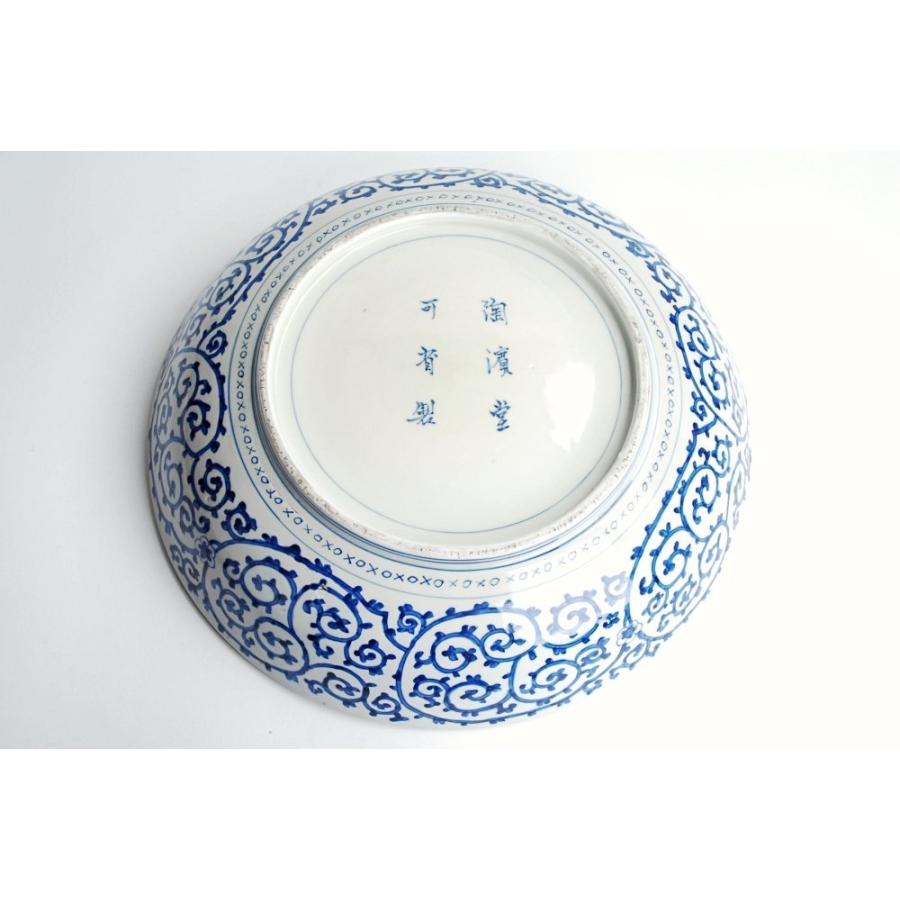 陶濱堂可斎製 古伊万里 蛸唐草 松竹梅文 大皿 直径39．5cm 古民芸