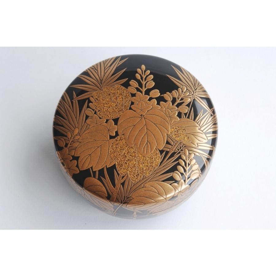 平石晃祥 黒漆塗金蒔絵桐竹文内梨地 棗 二重箱 茶道具 茶入 : 古美術