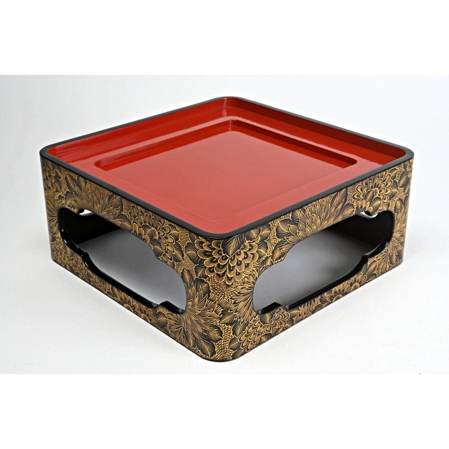 専用】輪島塗 2段重箱 布着本堅地 菊彫り詰め沈金 木製 輪島塗】