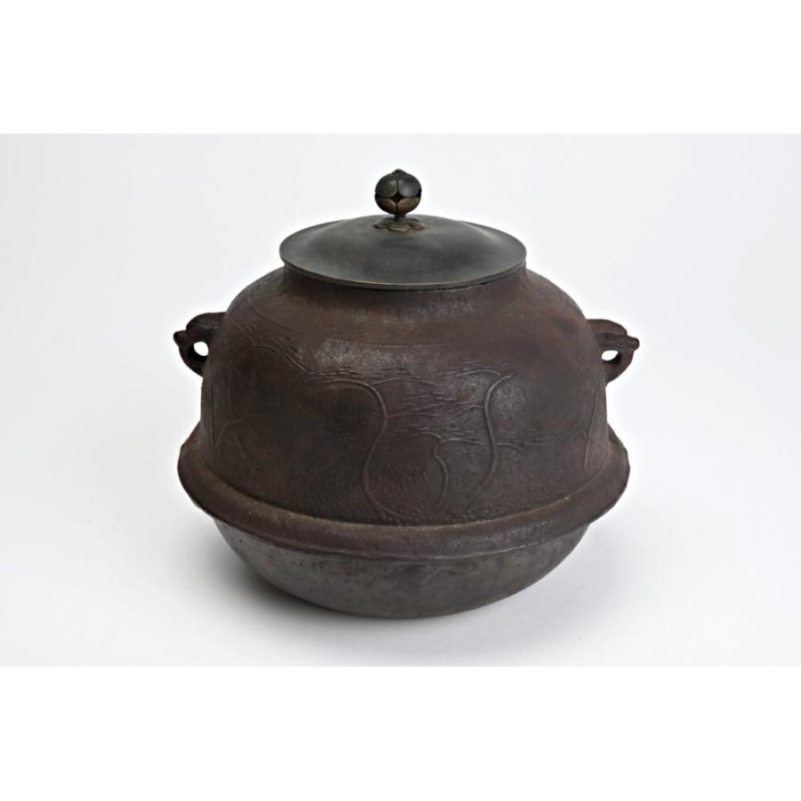 大西清右衛門 浄雪 松地紋真形釜 共箱付 天保14年 茶道具 茶釜 : 古