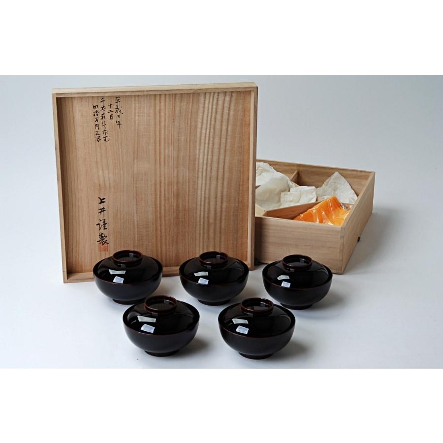 e2697 蝶蒔絵 煮物椀 五客 木箱入り 蒔絵 吸物椀 懐石道具 e2697 蝶