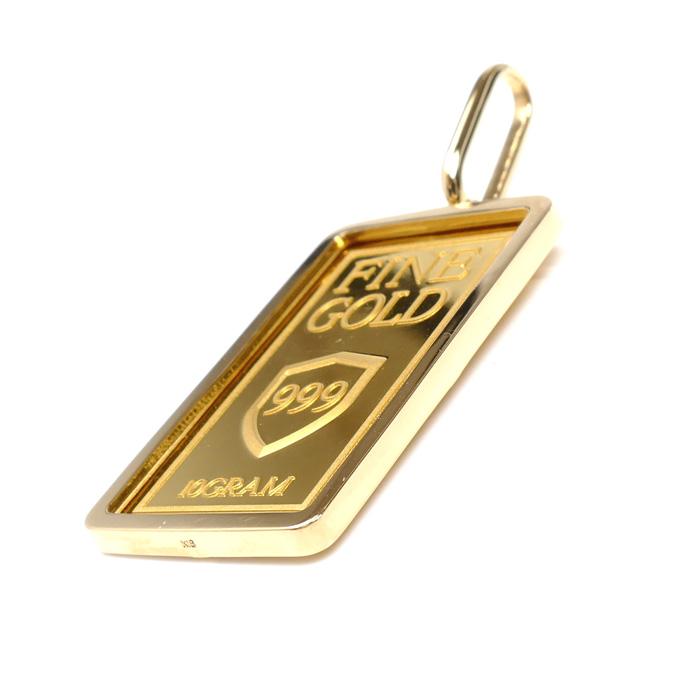 999/K18(枠) ペンダントトップ 14.2g インゴット10g メンズ 中古 美品
