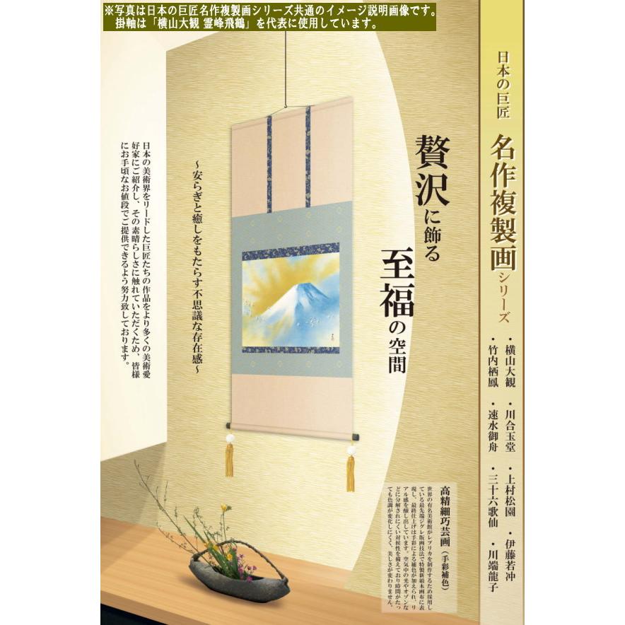 掛軸 日本製 名作複製画シリーズ 速水御舟 文鳥 洛彩緞子本表装 尺5 桐