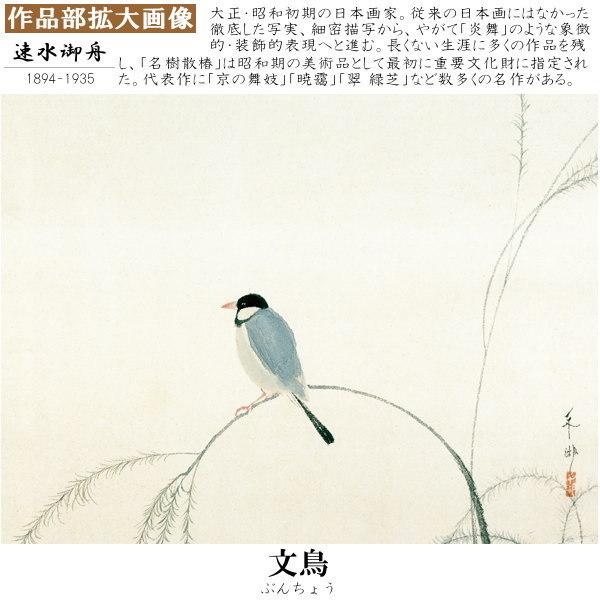 掛軸 日本製 名作複製画シリーズ 速水御舟 文鳥 洛彩緞子本表装 尺5 桐