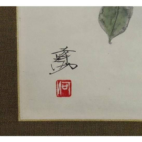 掛軸○ 河出幸之助 『椿』 美品 共箱 二重箱 太巻 肉筆 【日本画