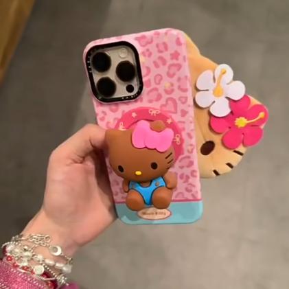 キティちゃん スマホケース キティ ハワイ風 日焼けキティ 立体