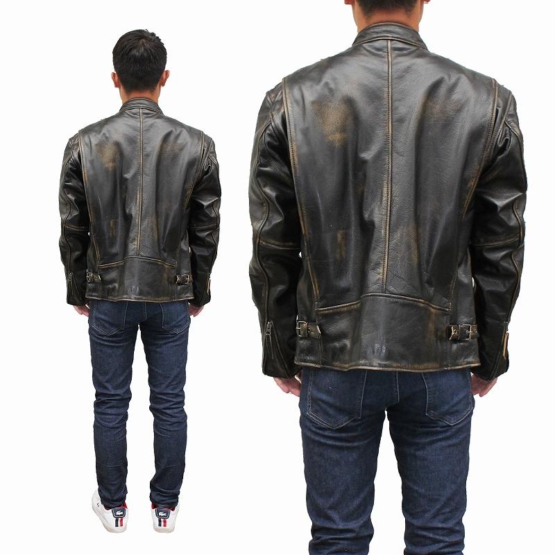 Mo-LAWS シングルライダースジャケット メンズ 革ジャン 水牛革