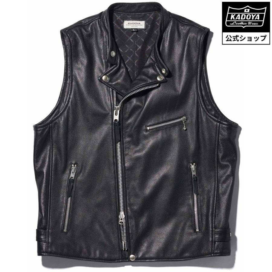 カドヤ（KADOYA） KADOYA LEATHER RIDERS VEST / ブラック カドヤ公式