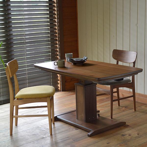 昇降式ダイニングコタツ・こたつ 長方形 120cm幅 木製（オーク材