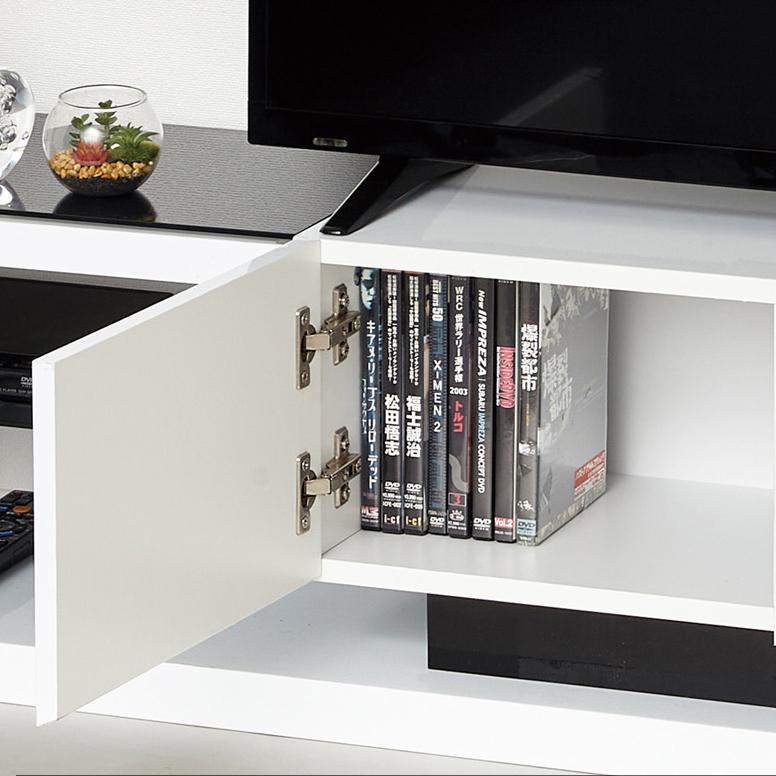 テレビ台 テレビボード 鏡面 ローボード 白 42v型 ガラス棚 おしゃれ