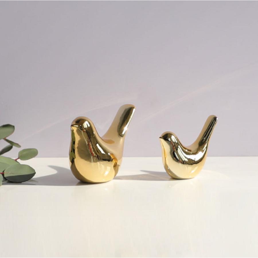 大小2個セット】小鳥のオブジェ INDIGOLD 置物 風水 幸運 金運