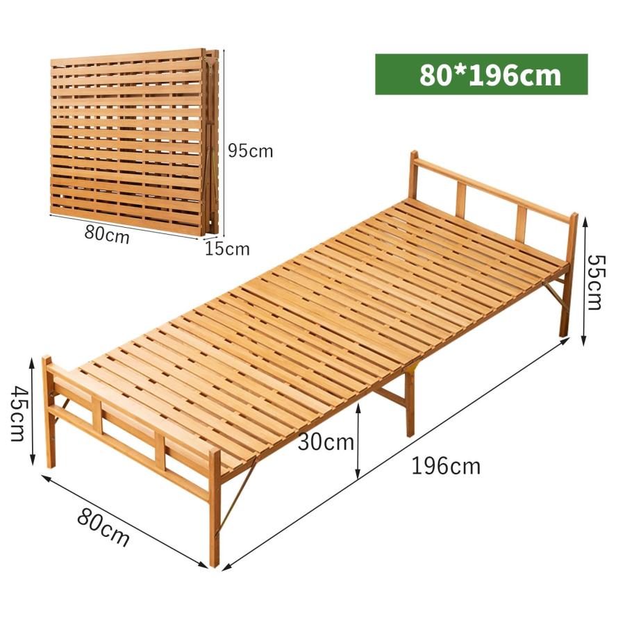 折りたたみベッド 天然竹製 ベッドフレーム 横幅80/100/120/150cm