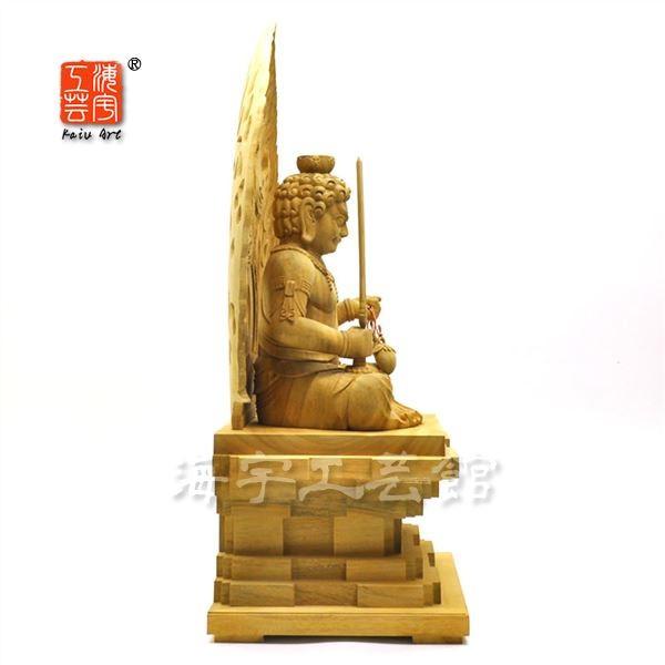 迫力木彫り仏像 【座不動明王】 火炎光背瑟瑟座 楠木 坐8.0寸 総高68cm