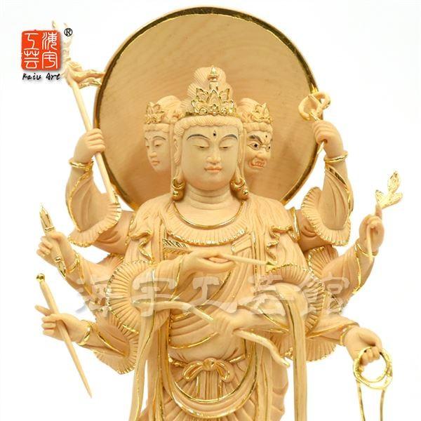 仏像【摩利支天座像】桧木製高級木彫り 総高約32cm 守り本尊 情報 (極