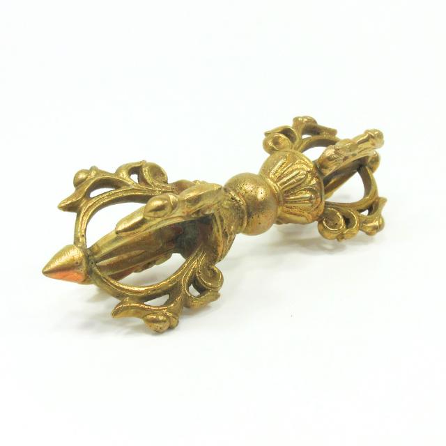 金剛杵 五鈷杵 バジュラ ドルジェ 長さ約15cm ヴァジュラ 真鍮 五