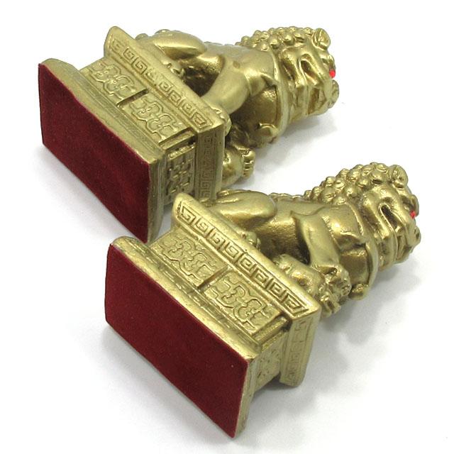 風水 獅子 シシ 狛犬 シーサー しし 対 雌雄 ペア 銅製 置物 高さ約