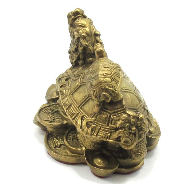 ロングイ 置物 龍亀 銅製 ろんぐい 龍 亀 六帝銭付き ロングイの置物