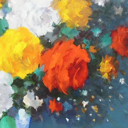 画家haru油彩画F25号相当☆薔薇☆肉筆画＊一点物＊静物画☆ 画家haru