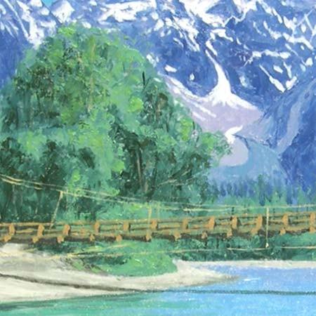 絵画 油絵 上高地 （大山功） 【海・山】【肉筆】【油絵】【日本の風景