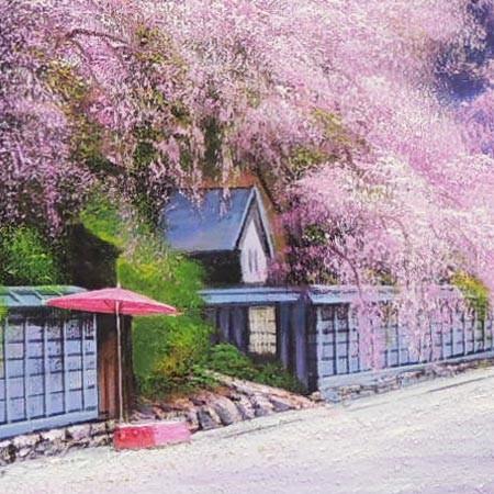 絵画 油絵 角館の桜 F50号 （木村由記夫） 【肉筆】【油絵】【日本の