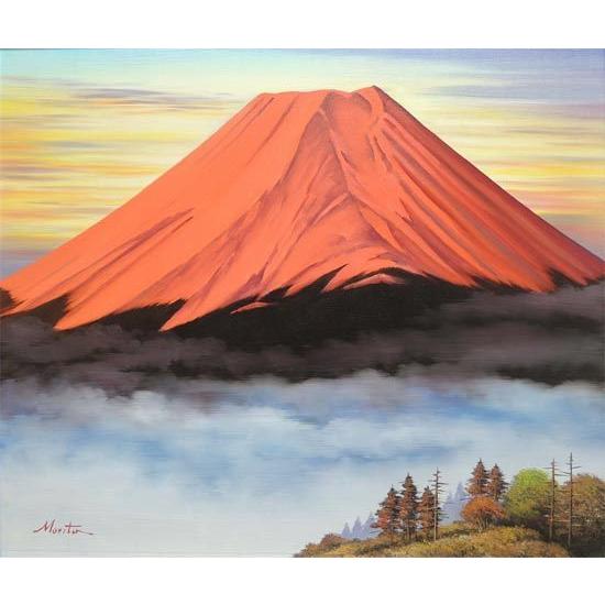 油絵 赤富士 田中浩二作 油絵 赤富士 田中浩二作