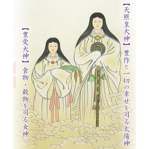 掛け軸 天照皇大神 豊受大神 二姿 (荒木田守明) （掛軸小物なし