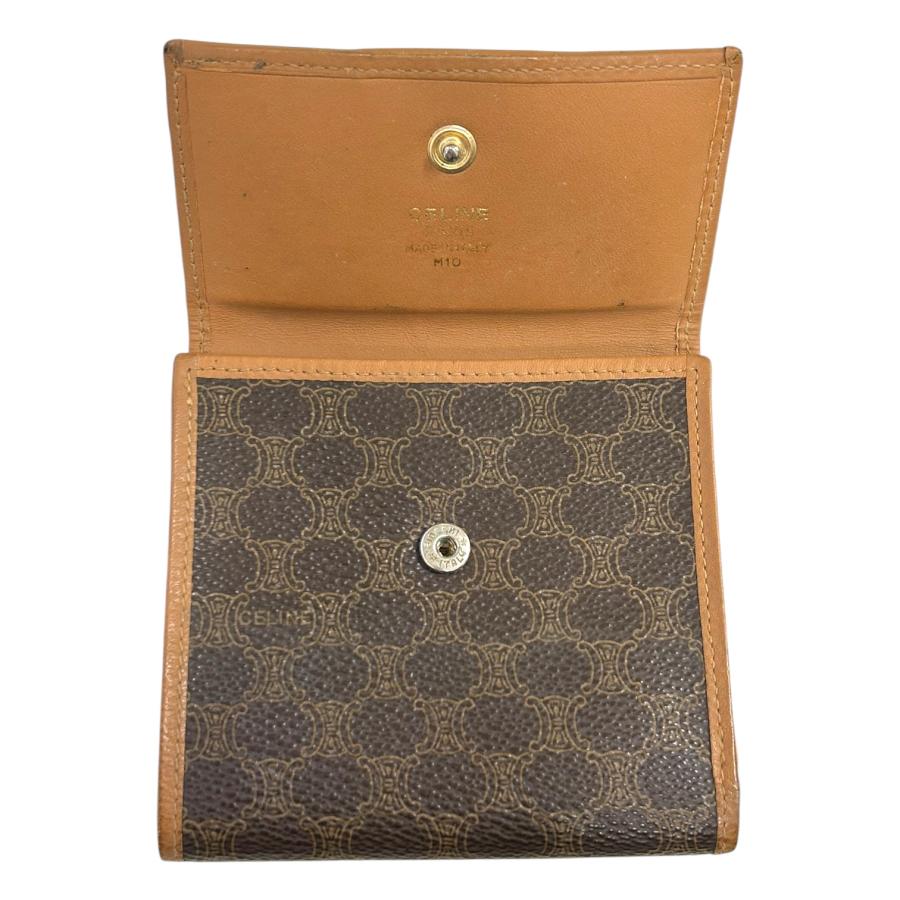 CELINE（セリーヌ） マカダム柄 二つ折り財布 ブラウン系 レディース