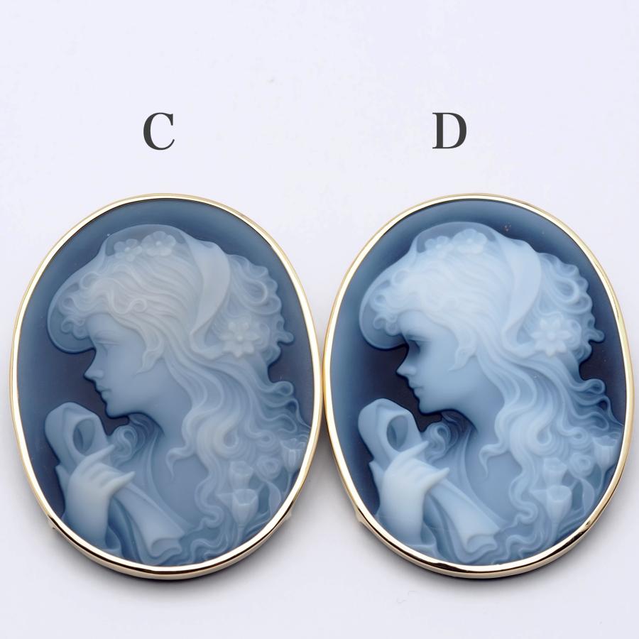 K18 メノウカメオ ペンダント ブローチ 35×45mm 18金イエローゴールド