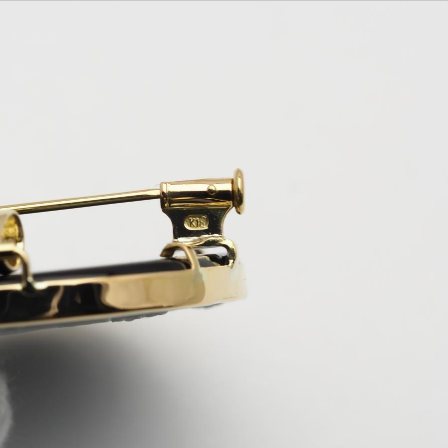 K18 メノウカメオ ペンダント ブローチ 35×45mm 18金イエローゴールド