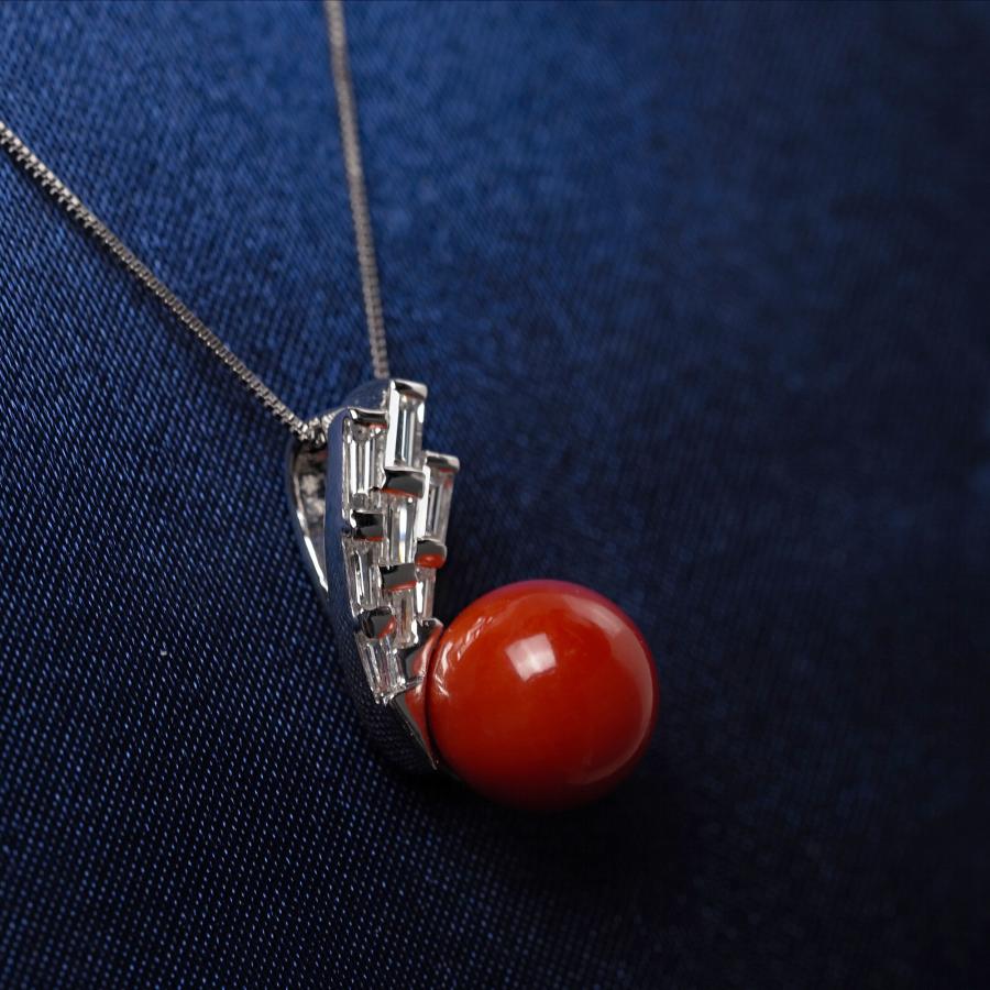 天然 珊瑚 サンゴ ダイヤモンド プラチナ ペンダント PT 900 【公式通販】