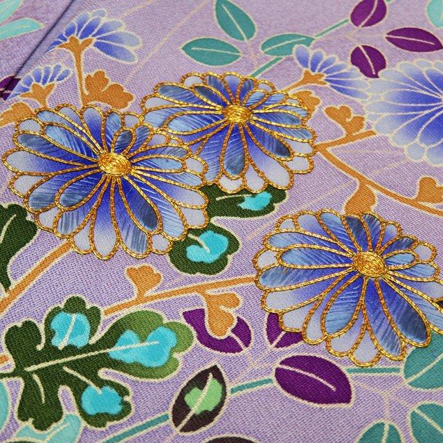 FINAL PRICE ／ 振袖 着物 中古 リサイクル 正絹 金駒刺繍 花模様 秋草