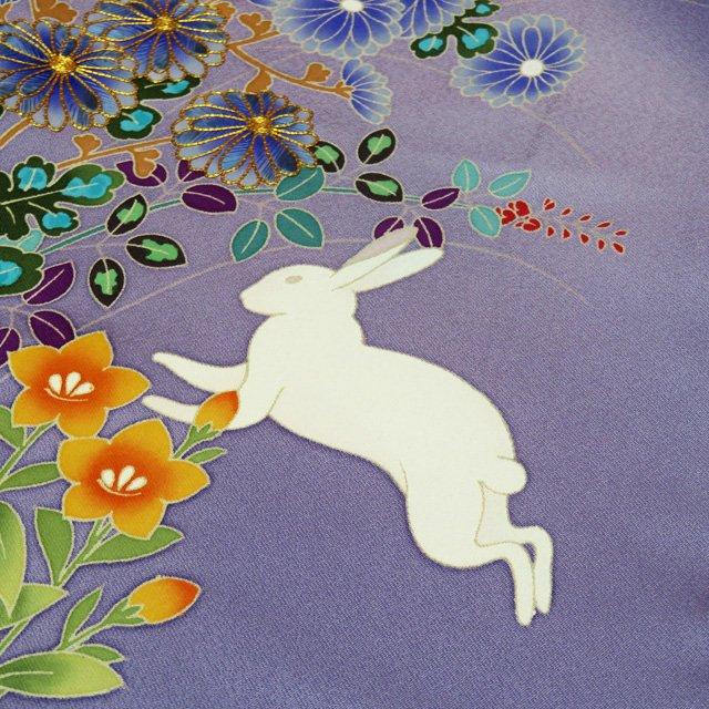 B5◇着物くつろぎ かわいい花模様 金駒刺繍 金彩 白 袷 正絹 成人式