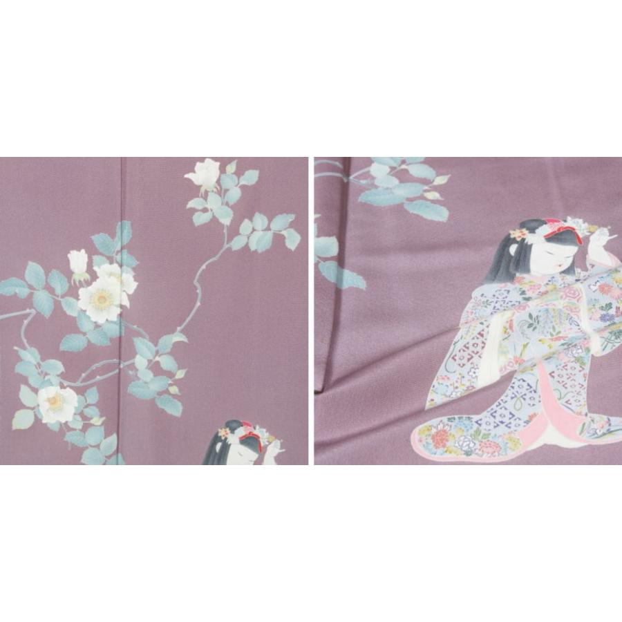 初代 由水十久 加賀友禅訪問着 未使用品 野薔薇童女 送料無料