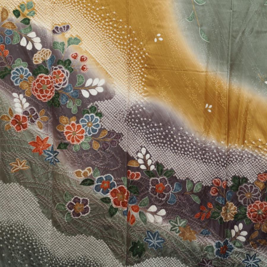 着物セット 訪問着・袋帯 2点 セット Mサイズ 辻が花模様 絞り染め