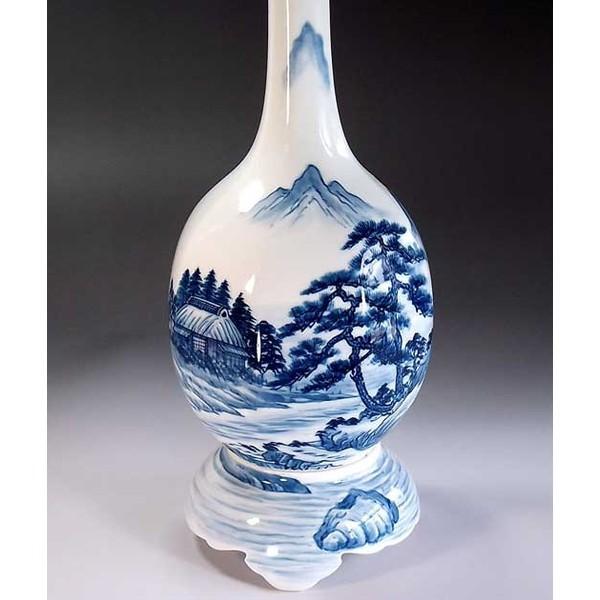 有田焼 染付山水画飾り壺｜陶芸作家 藤井錦彩 作 : 有田焼 藤井錦彩窯