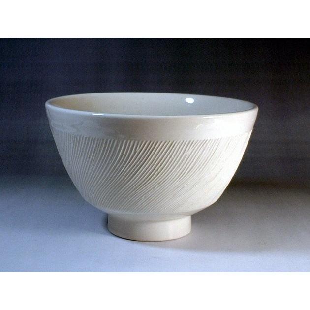 白磁（淡黄磁）線文様抹茶茶碗｜有田焼 陶芸作家 藤井錦彩作 : 有田焼