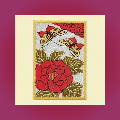うつし蒔絵「花札／牡丹(ぼたん)に蝶」 : 金箔屋本舗Gold-shop - 通販