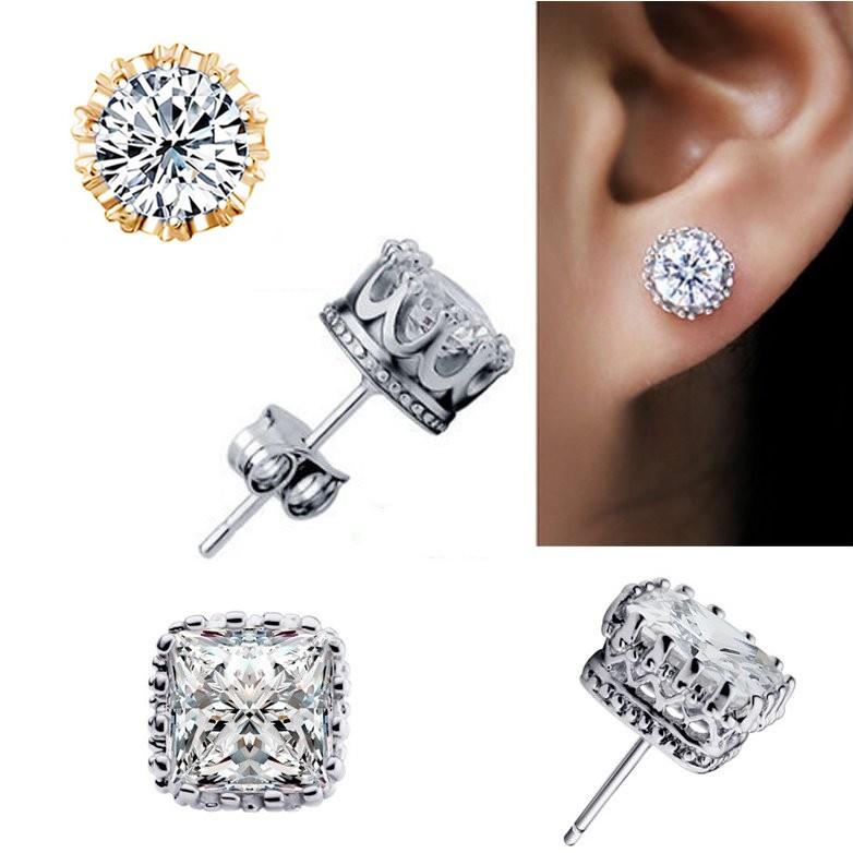 ピアス 1カラット 7mm 大粒CZダイヤ メンズ レディース 王冠 クラウン