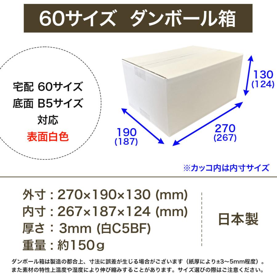 桐パック 段ボール 白 ダンボール箱 60サイズ B5 国産 20枚セット
