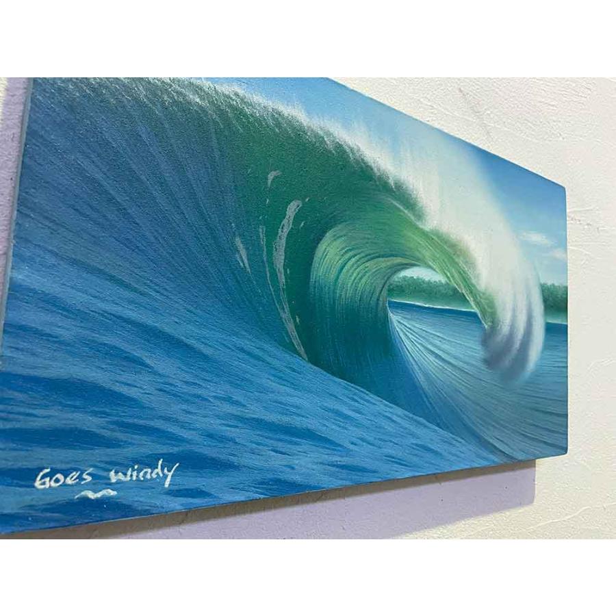 バリ アート BIG WAVE 波の風景 Goes Windy 木製フレーム付き バリ